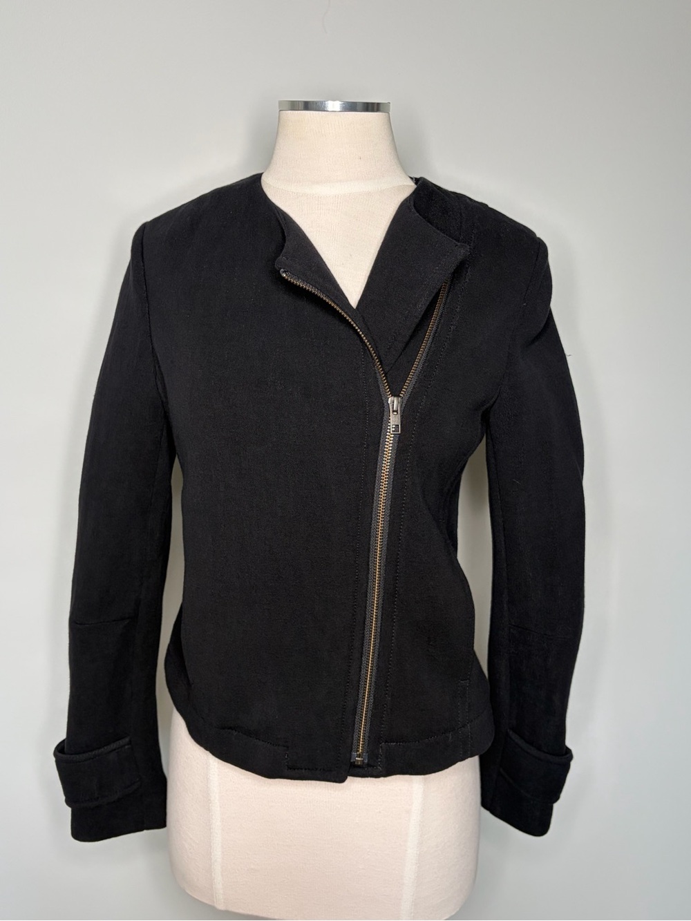 Vince Black Asymmetric Zip Jacket, Size 2